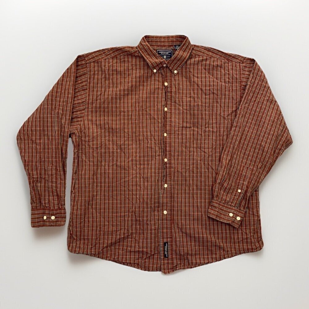 American Eagle Men's Button Down Shirt Size XL Brown Plaid Long Sleeves GUC